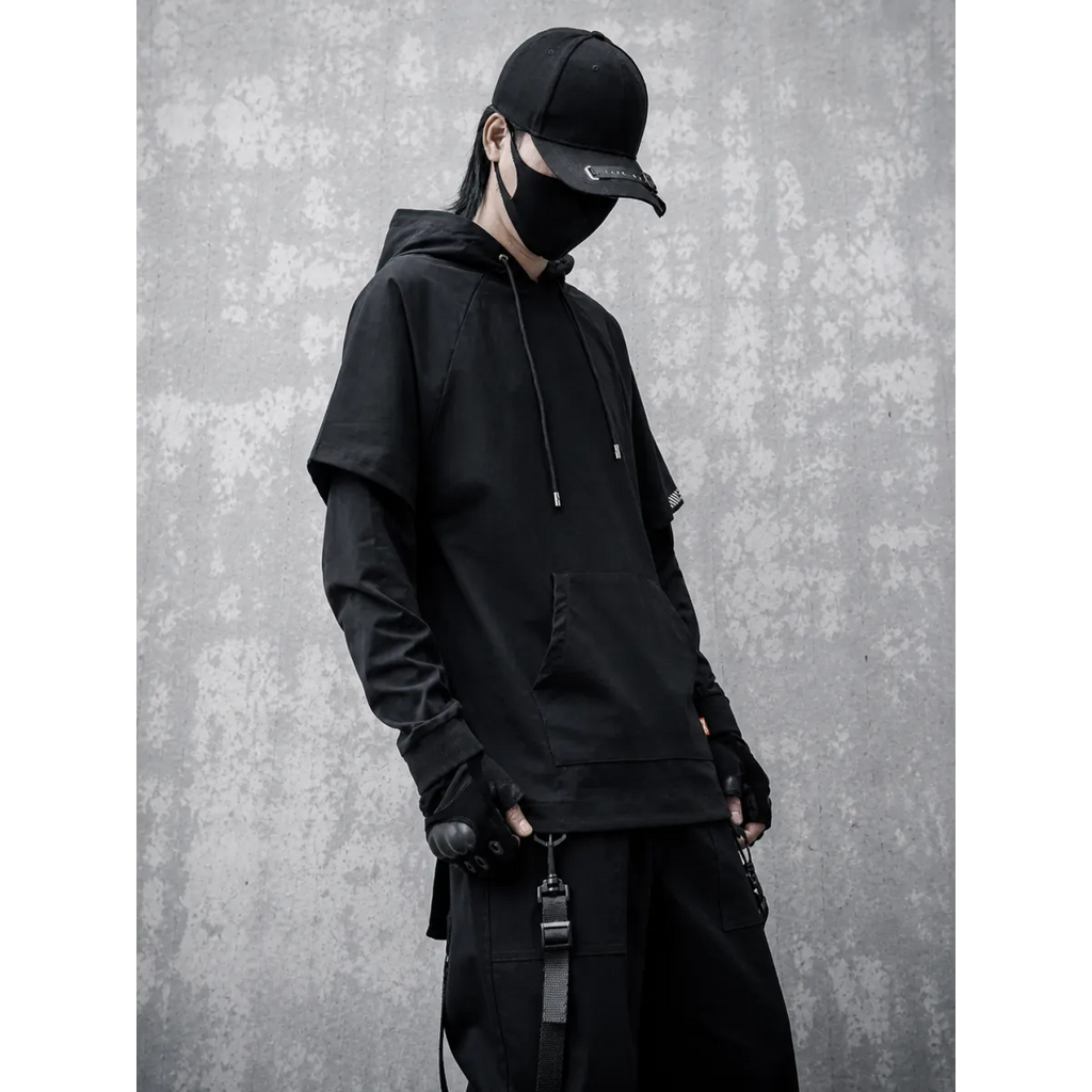 Layered Techwear Hoodie – Harajuku Streetwear