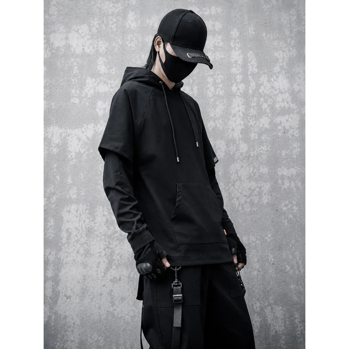 Layered Techwear Hoodie – Harajuku Streetwear