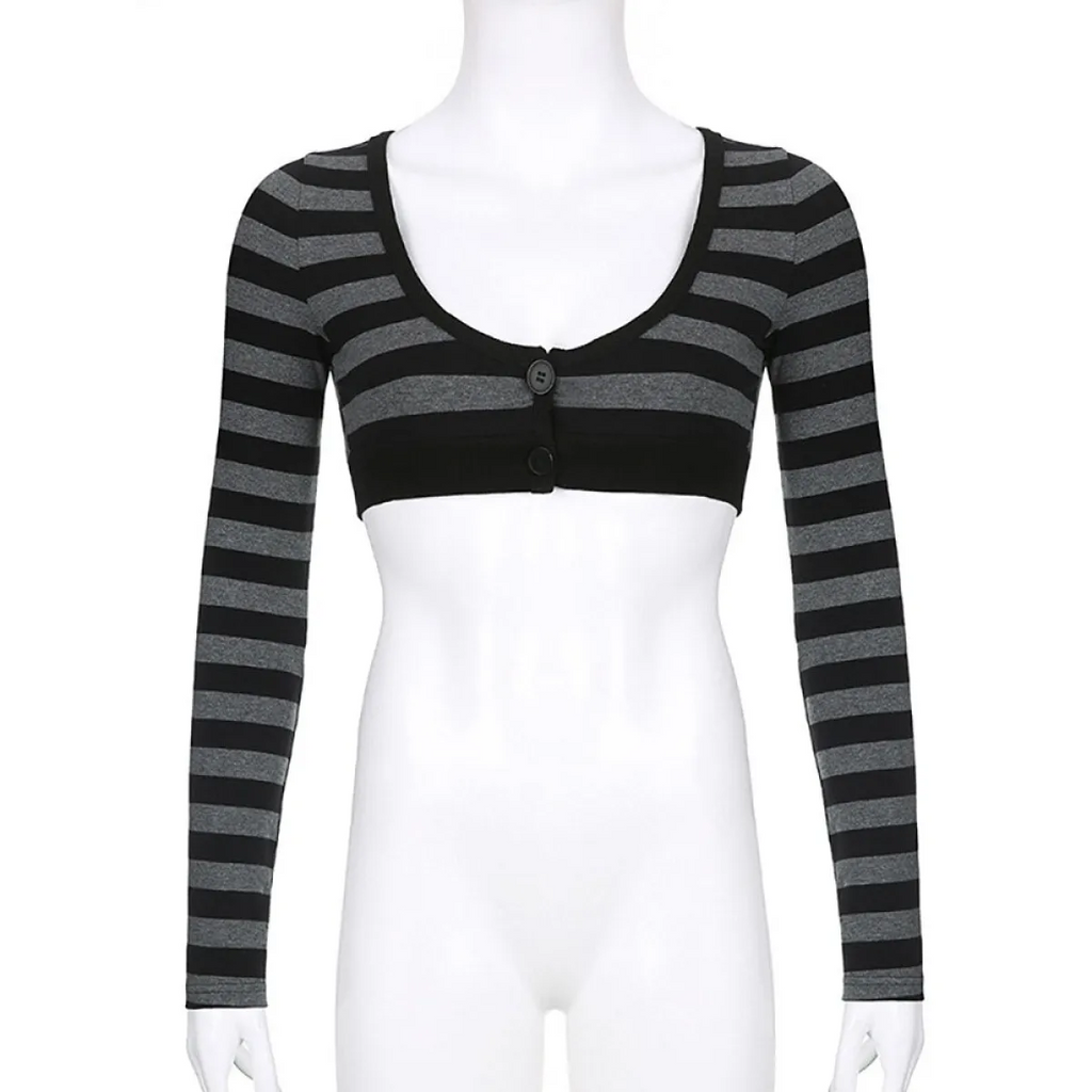 90s Grunge Style Striped Cropped Top