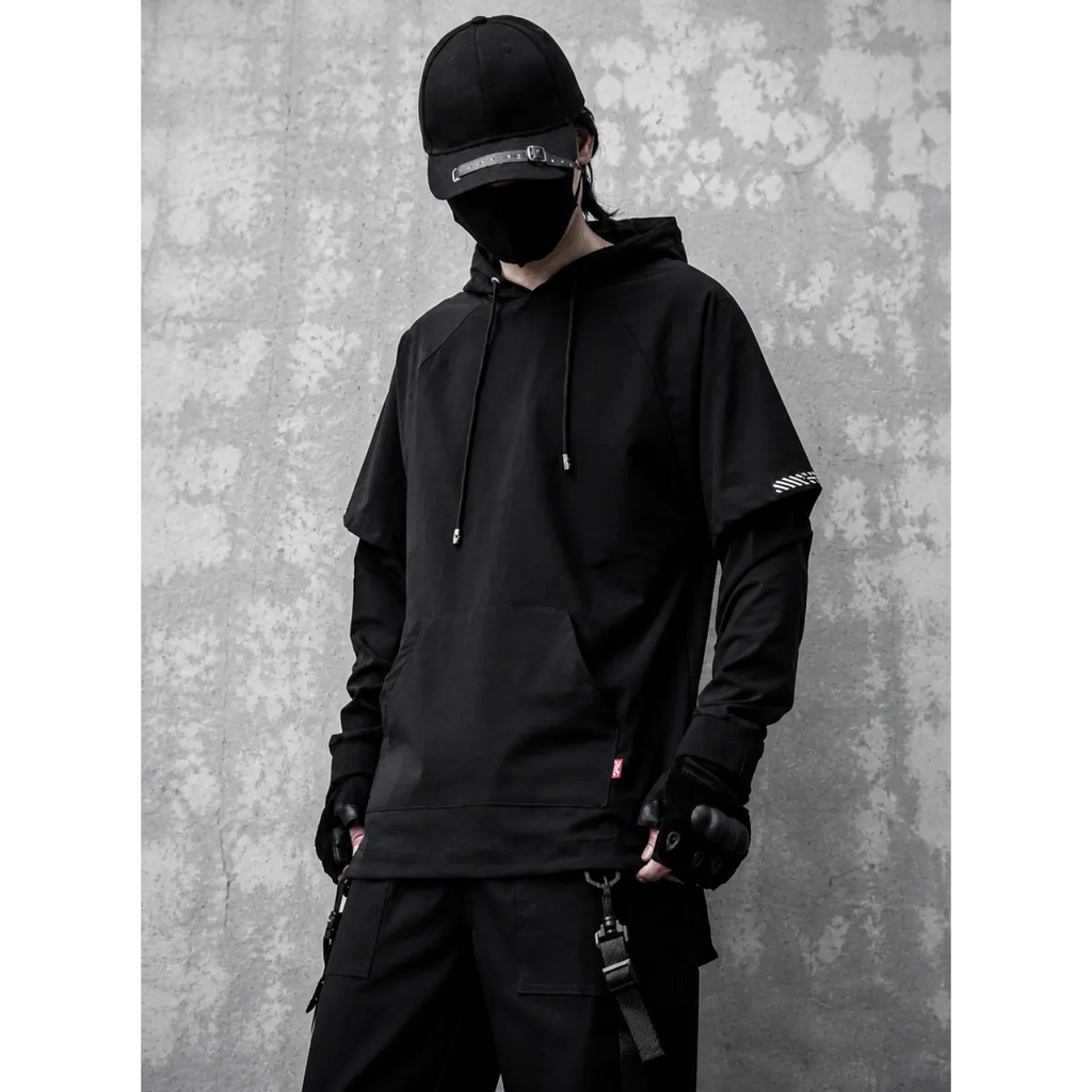 Layered Techwear Hoodie – Harajuku Streetwear