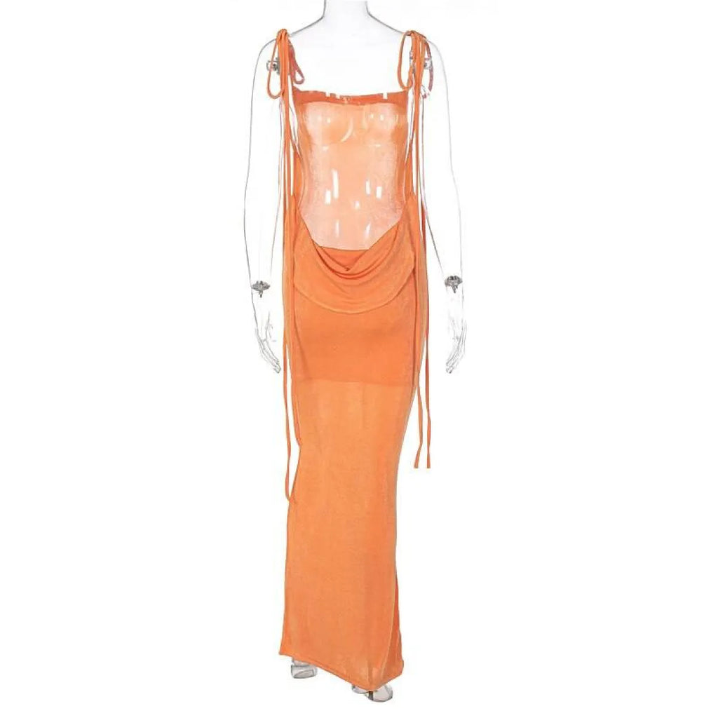 Lace Up Backless Dress
