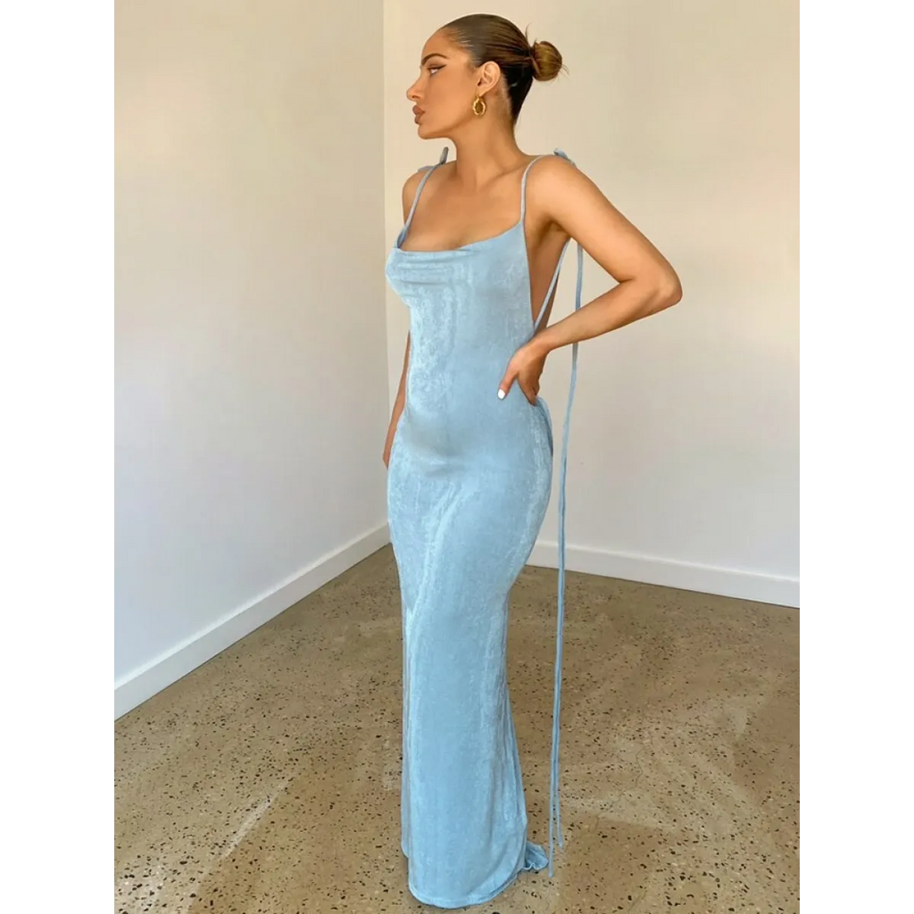 Lace Up Backless Dress