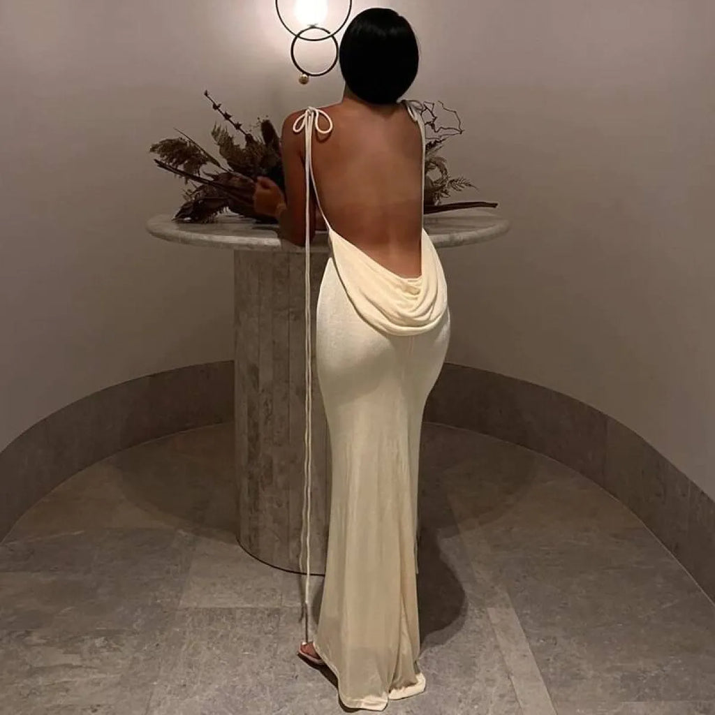 Lace Up Backless Dress