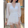 Mesh Low Cut Backless Swimsuit – Korean Beach Dress Biquinis 2025