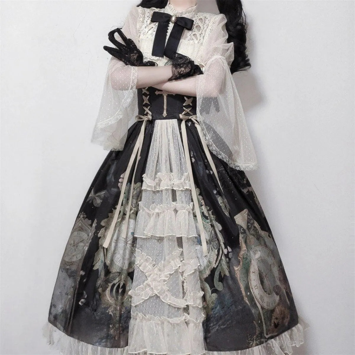 Vintage Butterfly Lace Dress Set