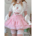 Pink Skirt With Cascading Ruffles