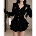 Y2K Kawaii Knitted Two-Piece Set – Elegant Mini Skirt Suit