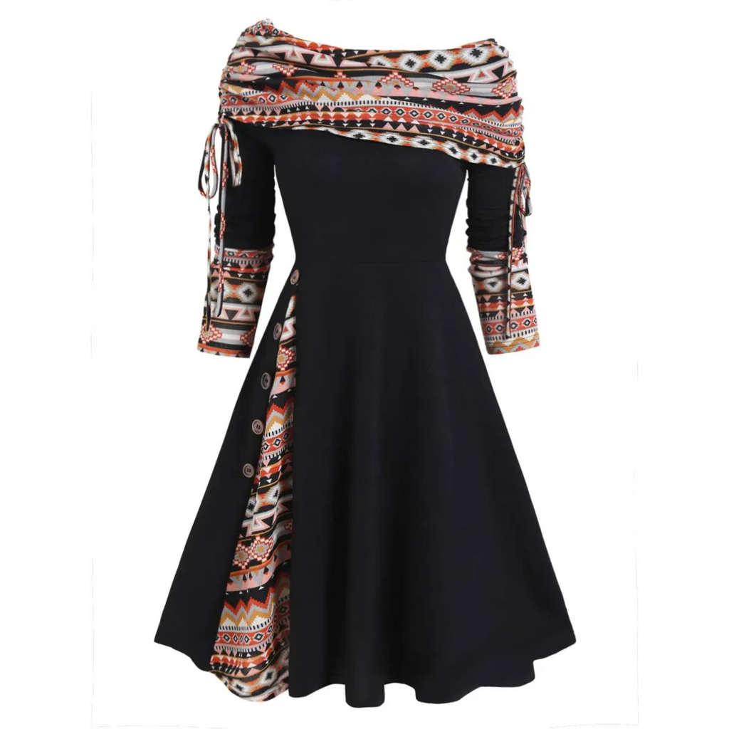 Cinched Striped Flare Dress