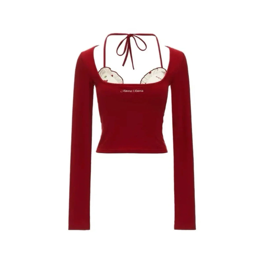 Coquette Balletcore Crop Top – 2000s Aesthetic Two-Piece Tee