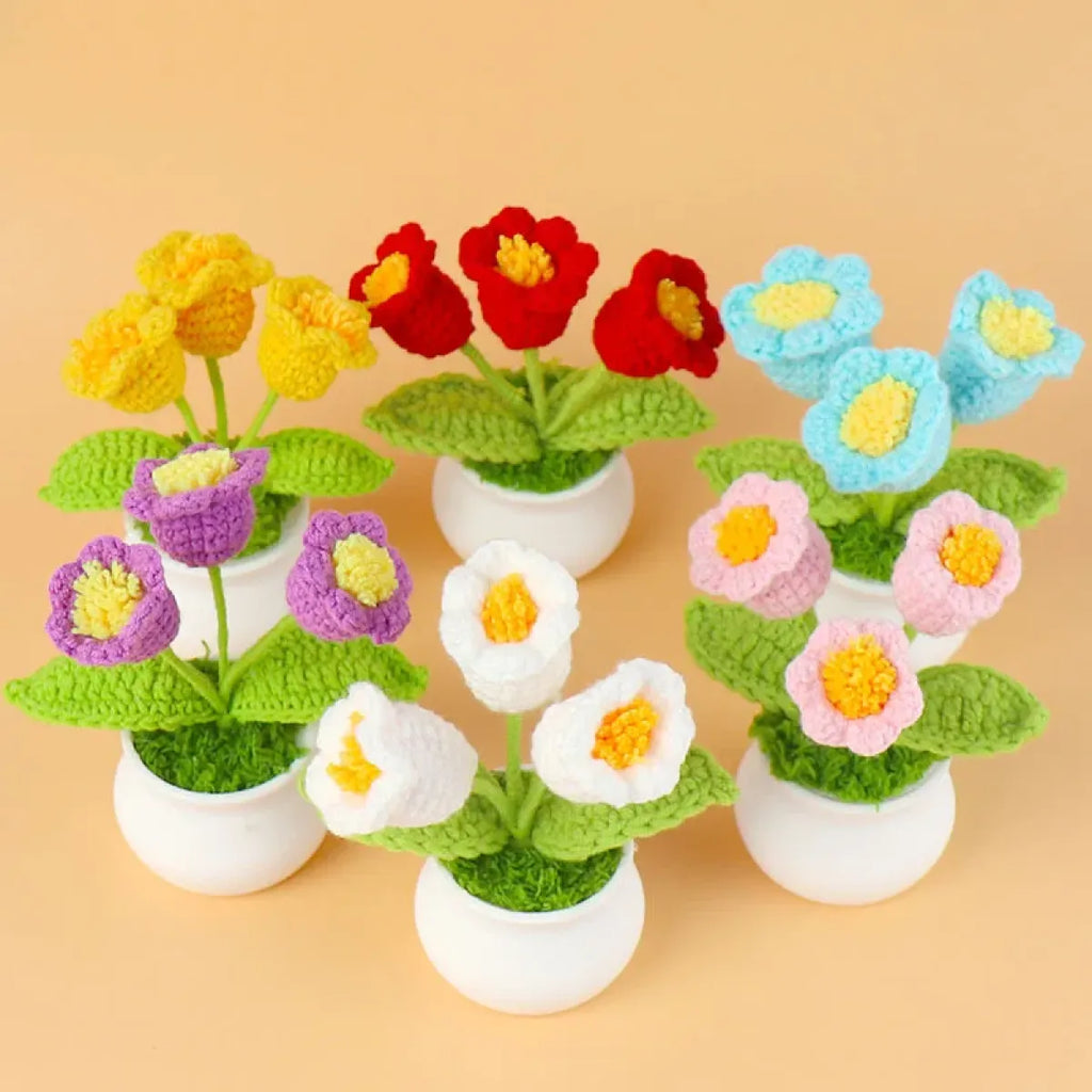Handmade Crochet Lily Plush – Potted Flower Decor for Desk or Gift