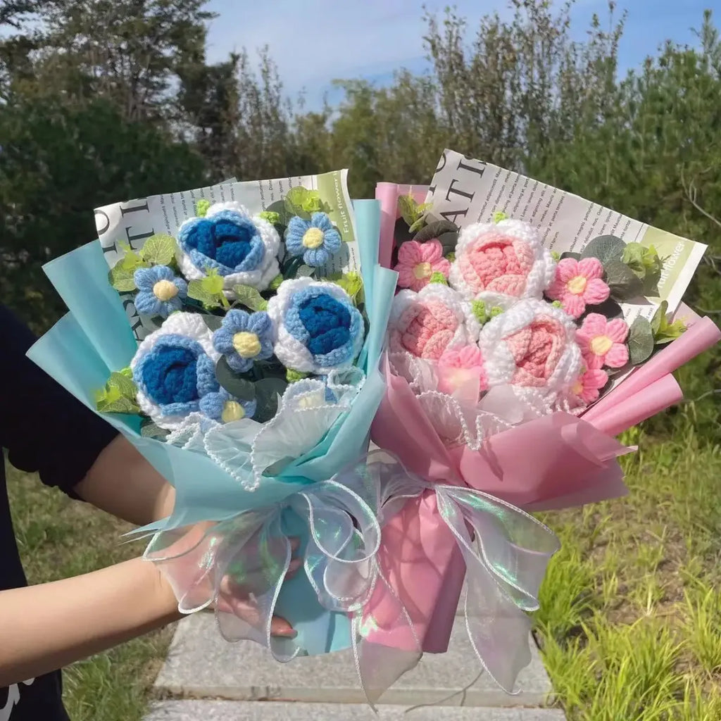 Crochet Rose Bouquet – Handmade Knit Flowers