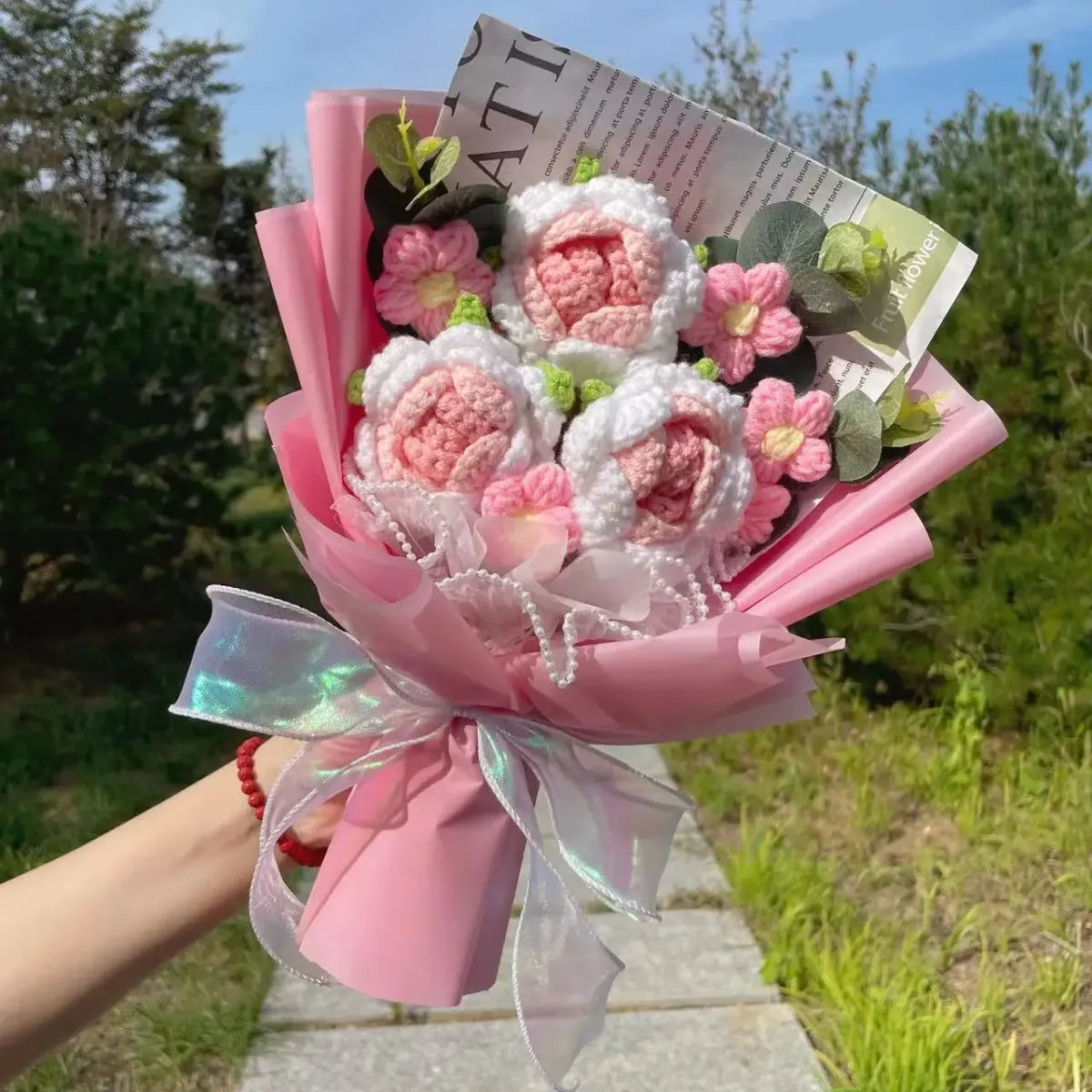 Crochet Rose Bouquet – Handmade Knit Flowers