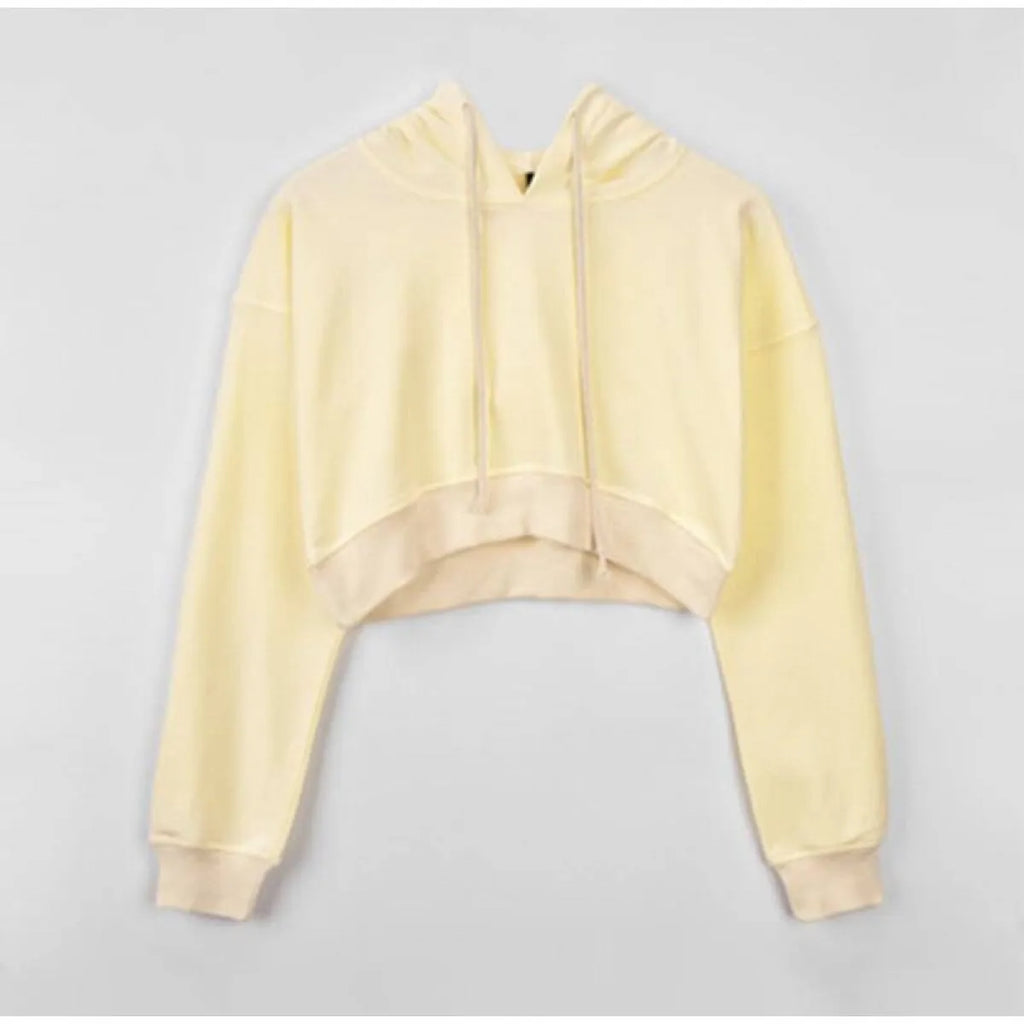 Solid Color Cropped Hoodie