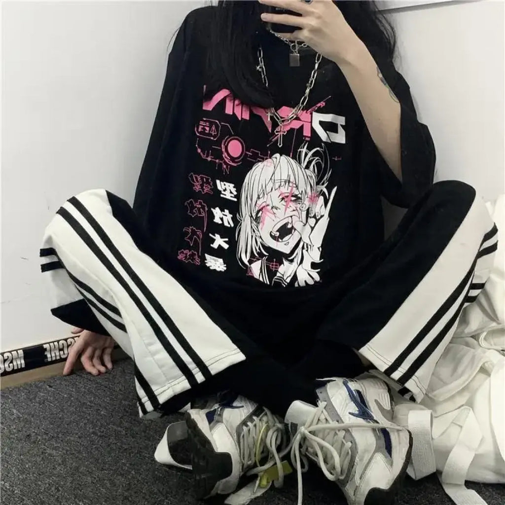 Cyber Pop Fantasy Tee – Vibrant Neon Anime Streetwear Shirt
