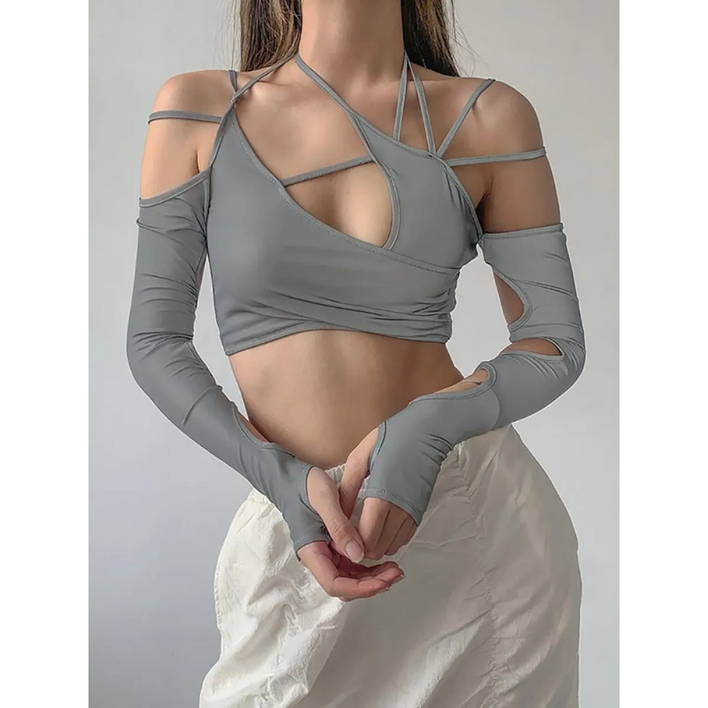 Cyber Punk Long Sleeve Crop Top