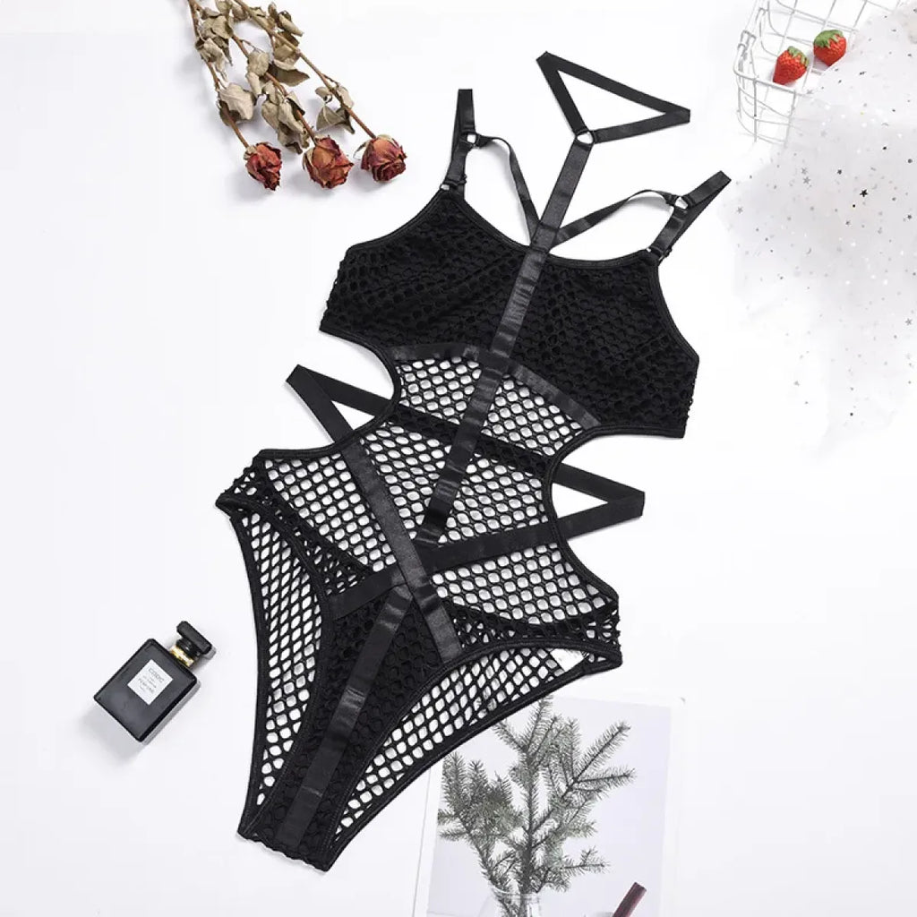 Sexy Dark Academia Gothic Hollow-Out Bodysuit