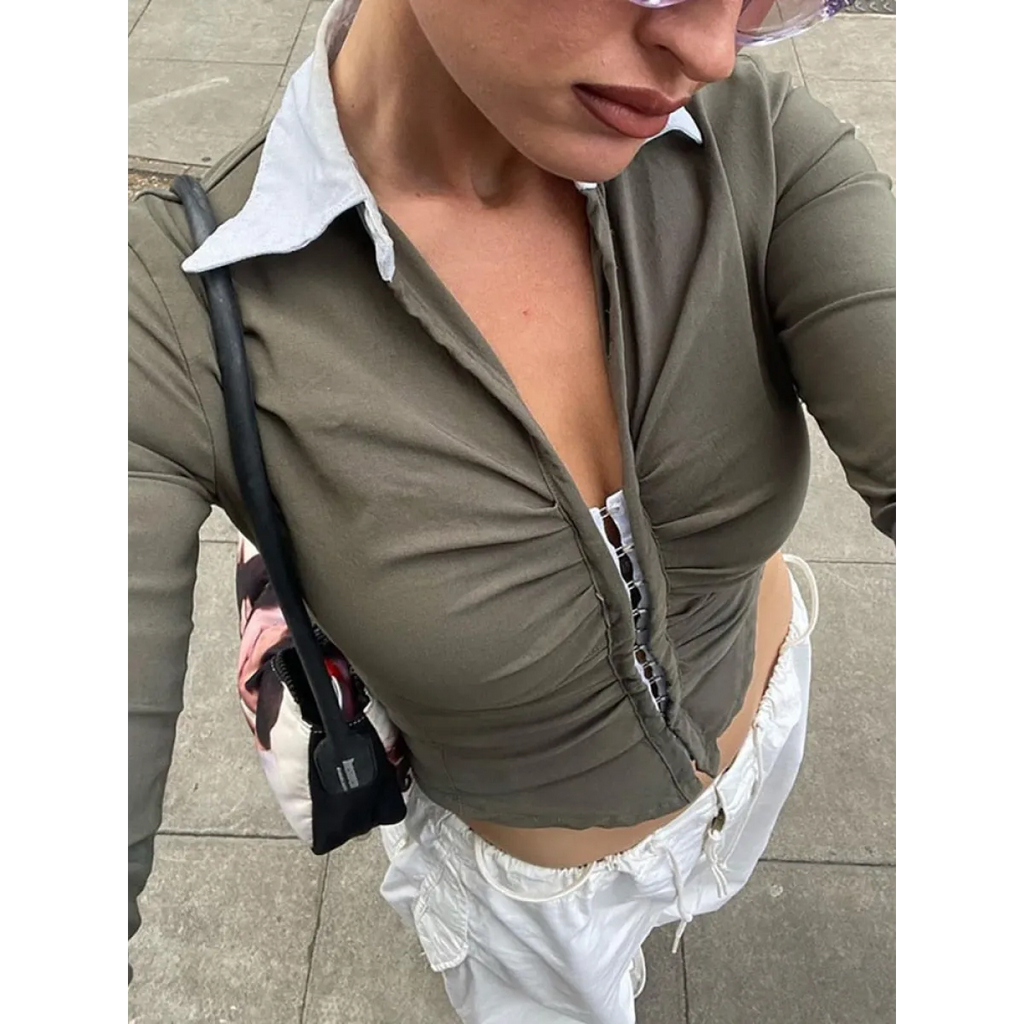 Deep V Crop Top and Hook Closures