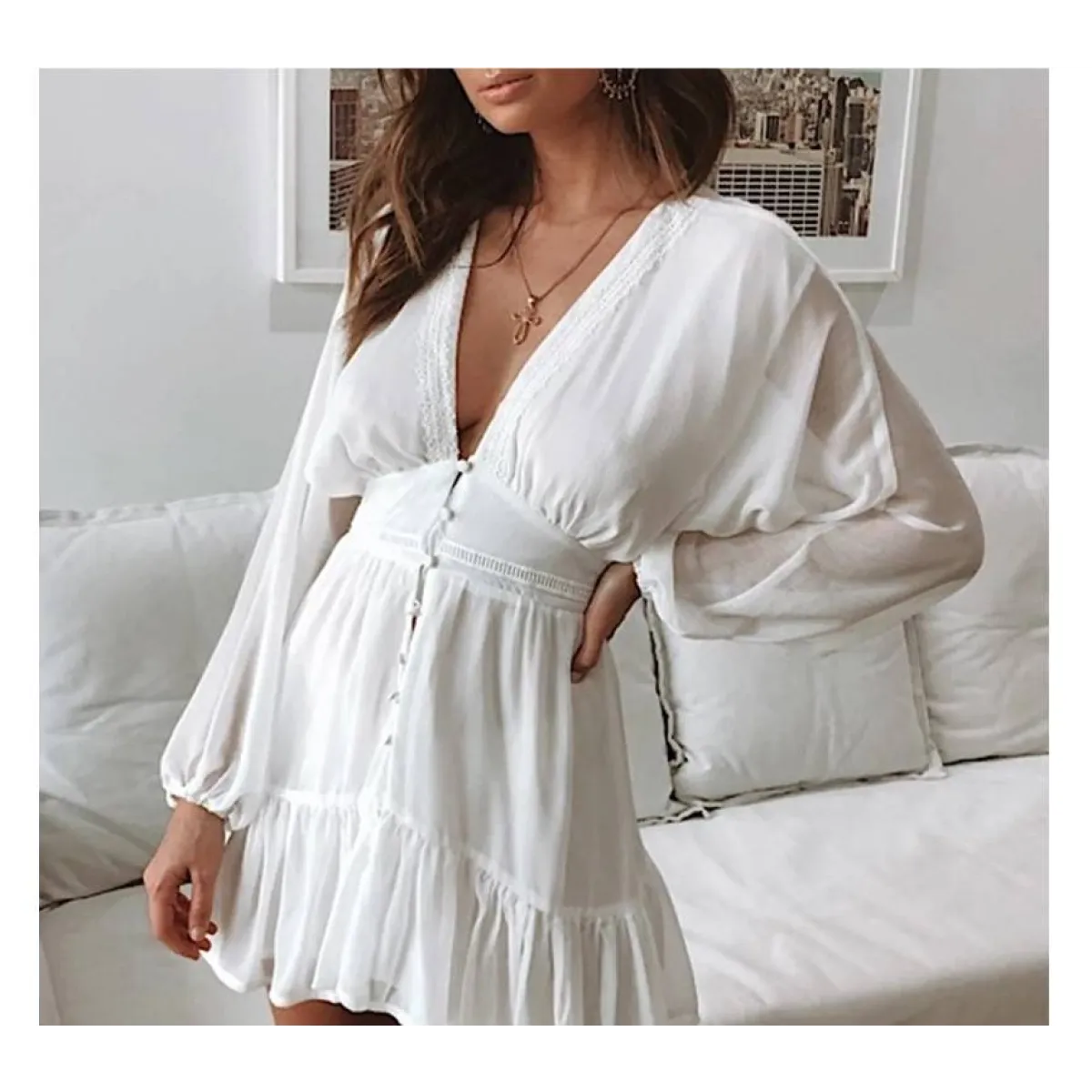 Deep-V Mini Dress