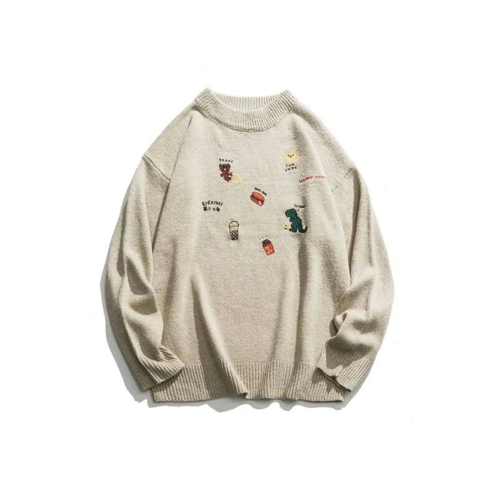 Dinosaur Pattern Knitted Sweater