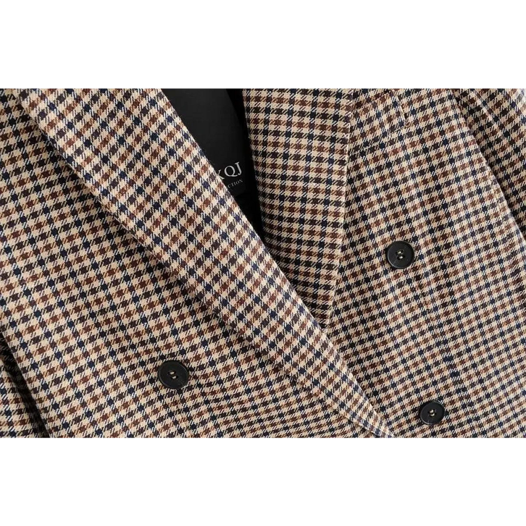 Double Breasted Checkered Blazer