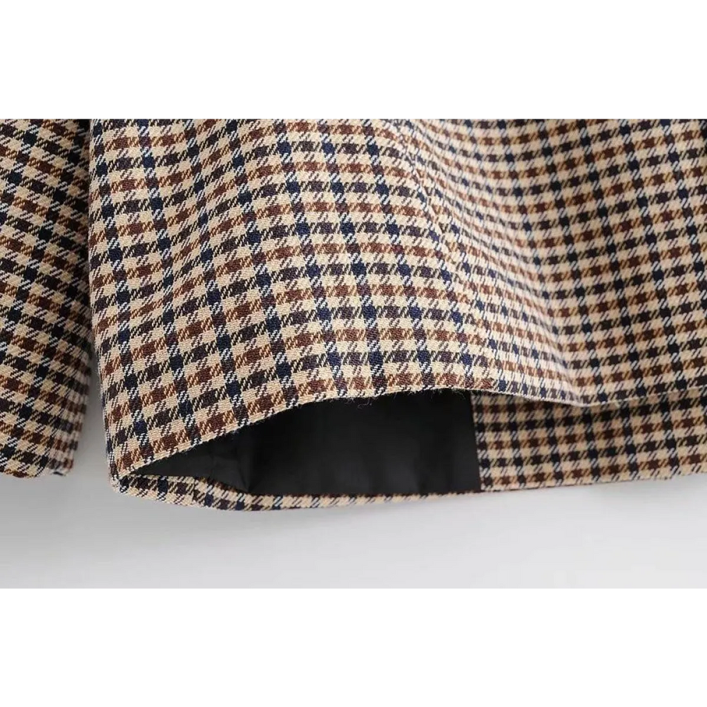Double Breasted Checkered Blazer