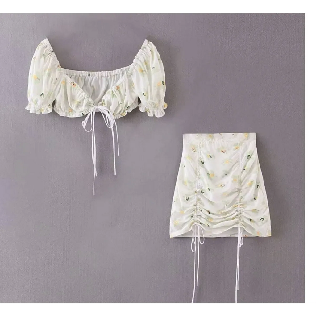 Drawstring Mini Skirt