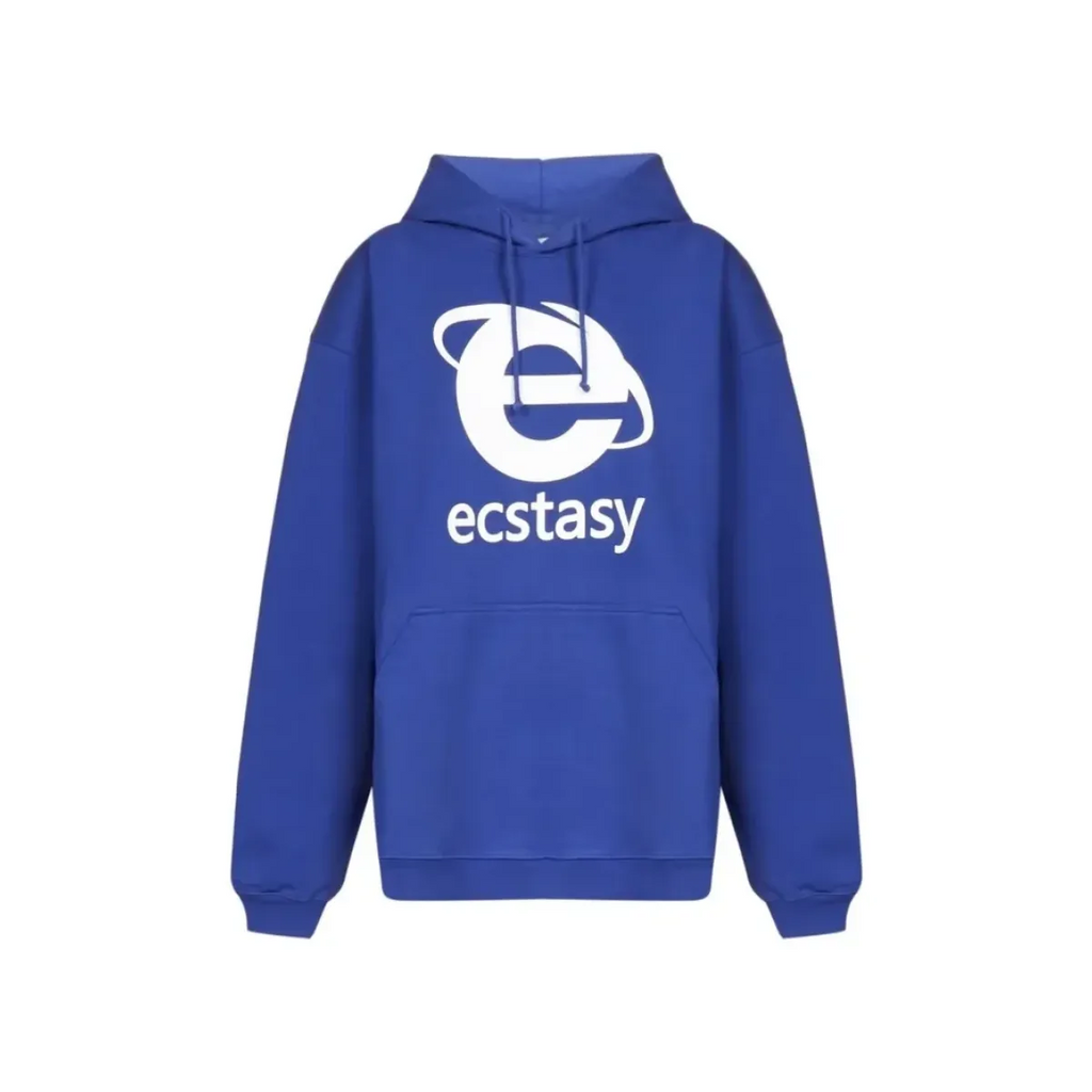 Ecstasy Print Oversized Hoodie - Harajuku Streetwear Pullover for Men & Women