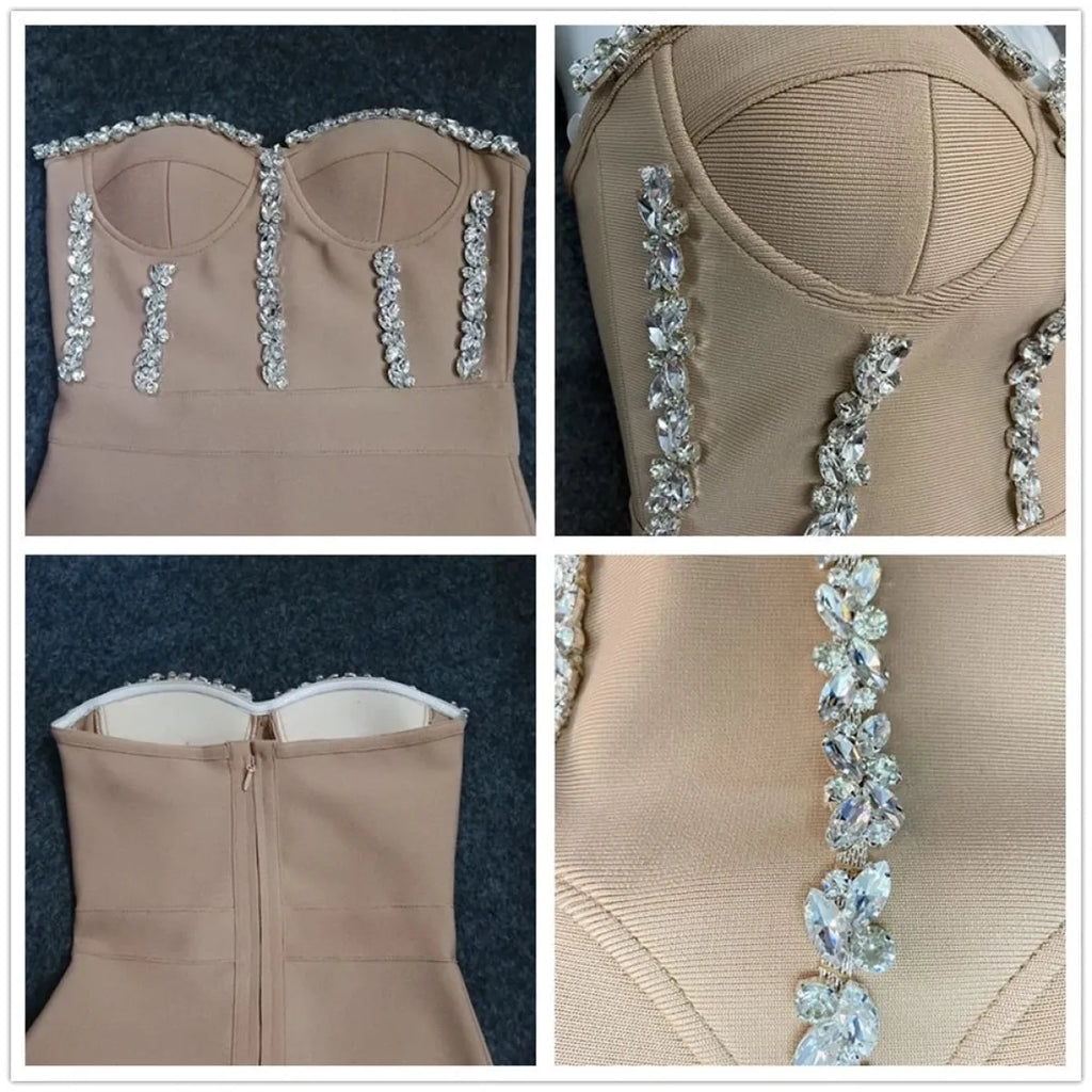 Elegant Beading Party Midi Dress