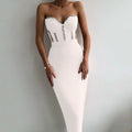 Elegant Beading Party Midi Dress