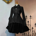 Elegant Gothic Lolita Dress - Big Bow Collar, Lace-Up Pleated Design