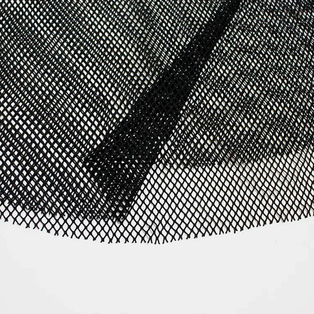 Fishnet Mesh See-through Black Shirt - Sexy Long Sleeve Tee
