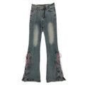 Denim Vintage Harajuku Lace-Up Flare Jeans