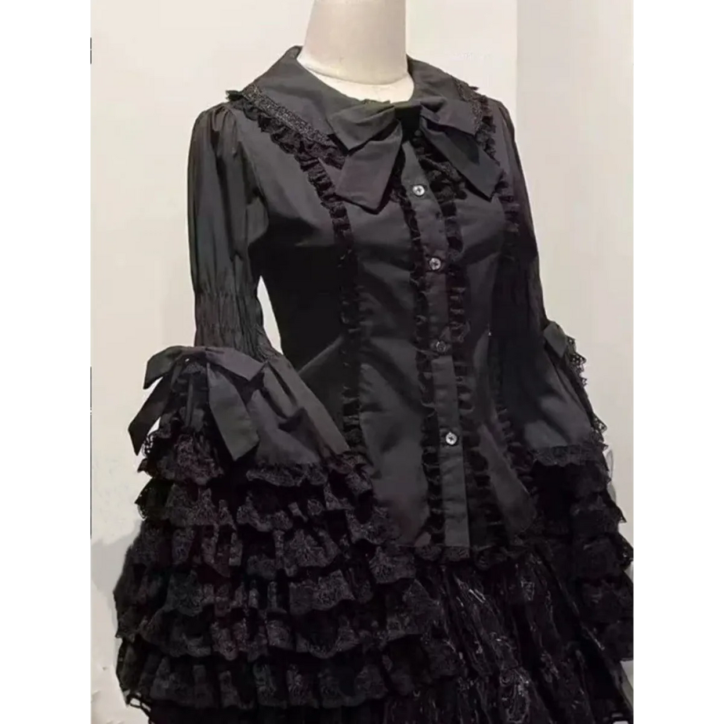 Kawaii Flare Sleeve Bow Blouse