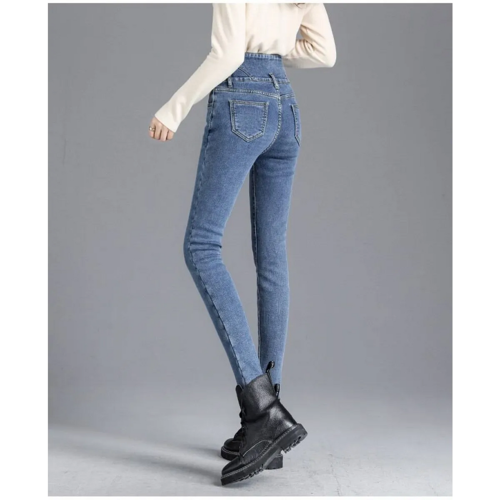 Thick Fleece High-waist Skinny Jeans