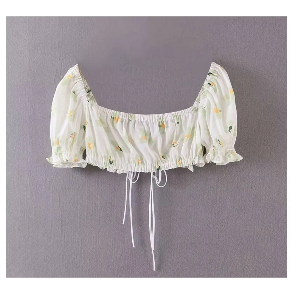 Women's Floral Printed Chiffon Crop Top