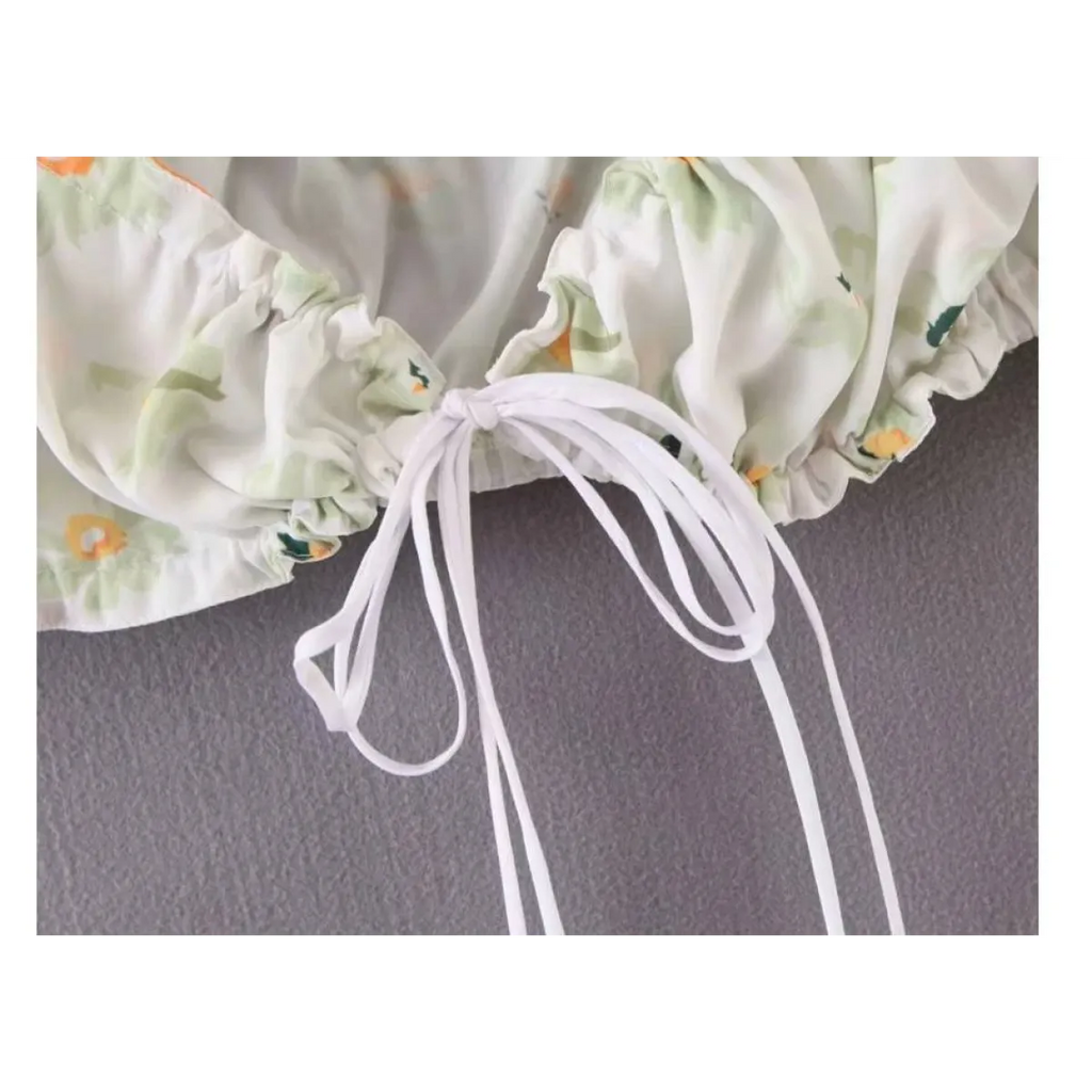 Women's Floral Printed Chiffon Crop Top