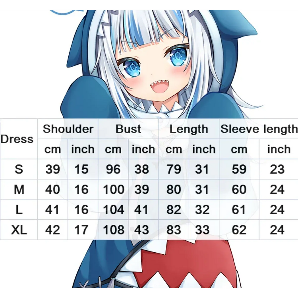Hololive Gawr Gura Shark Cosplay - Complete Set with Tail