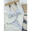 Glitter Sequin Bikini Set – Ring Detail Thong Swimwear