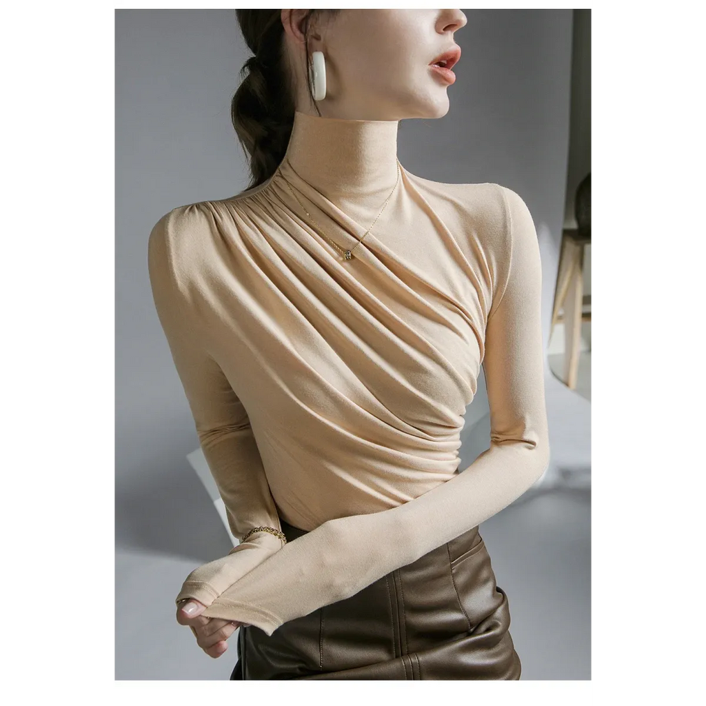 Gothic Pleated Turtleneck Top