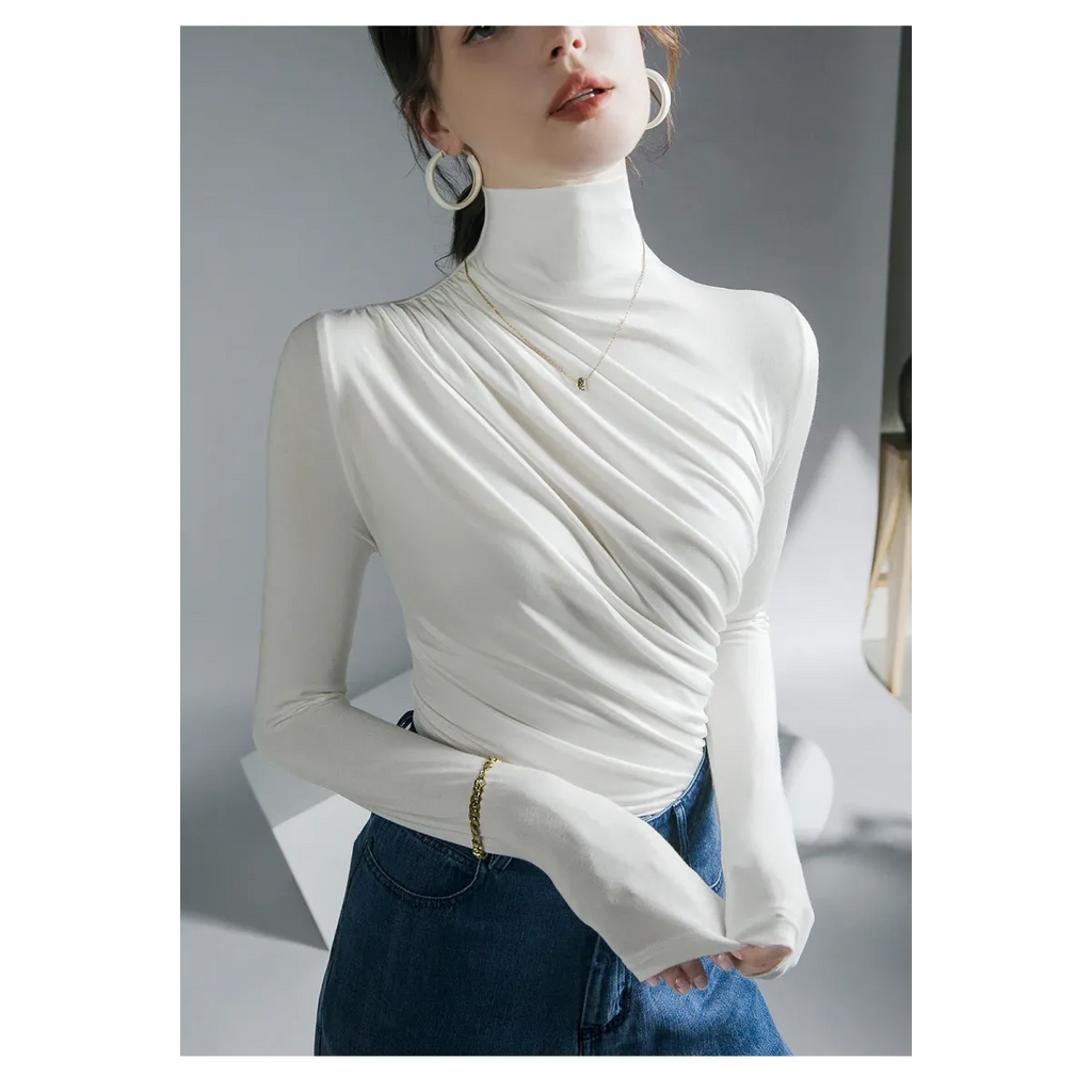 Gothic Pleated Turtleneck Top