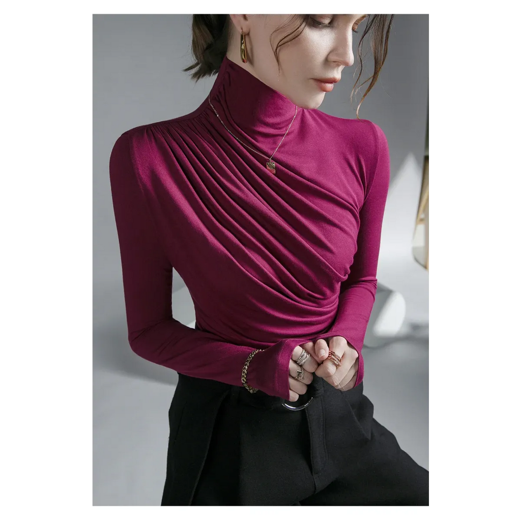 Gothic Pleated Turtleneck Top