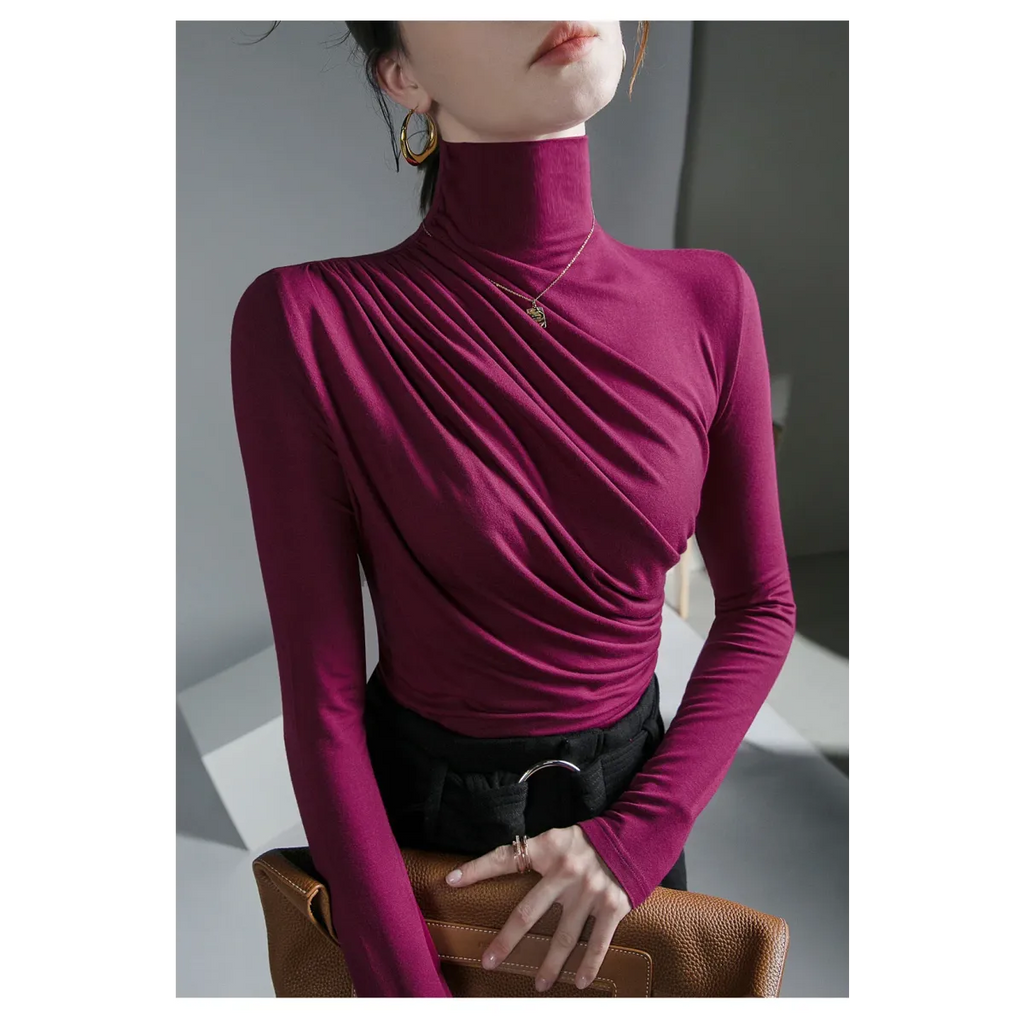 Gothic Pleated Turtleneck Top
