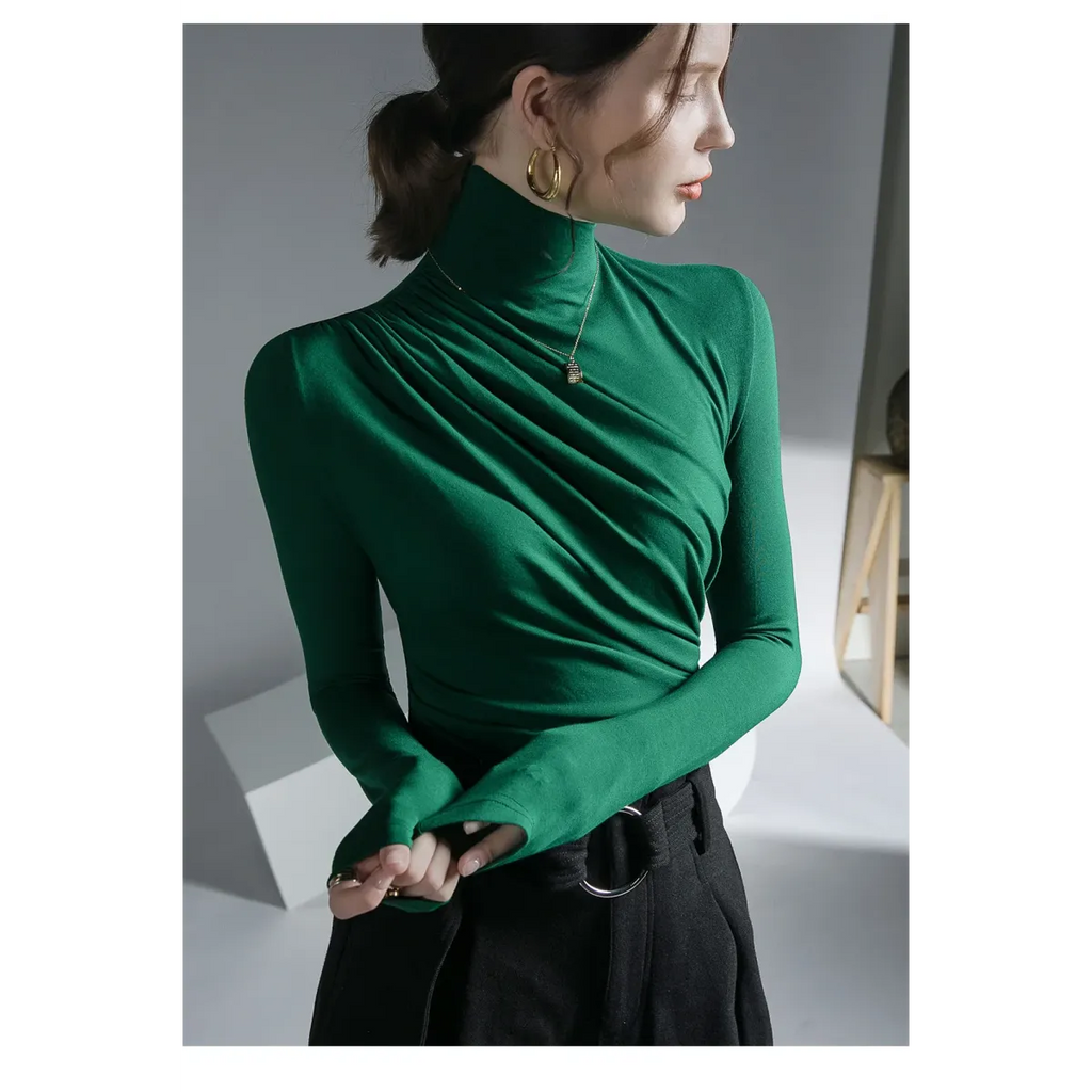 Gothic Pleated Turtleneck Top