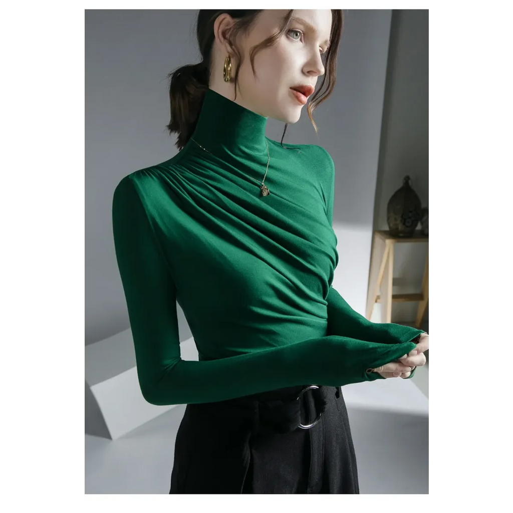Gothic Pleated Turtleneck Top