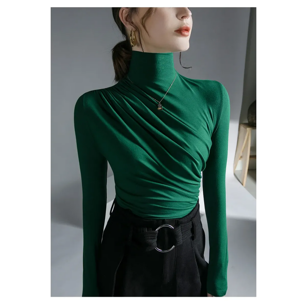 Gothic Pleated Turtleneck Top