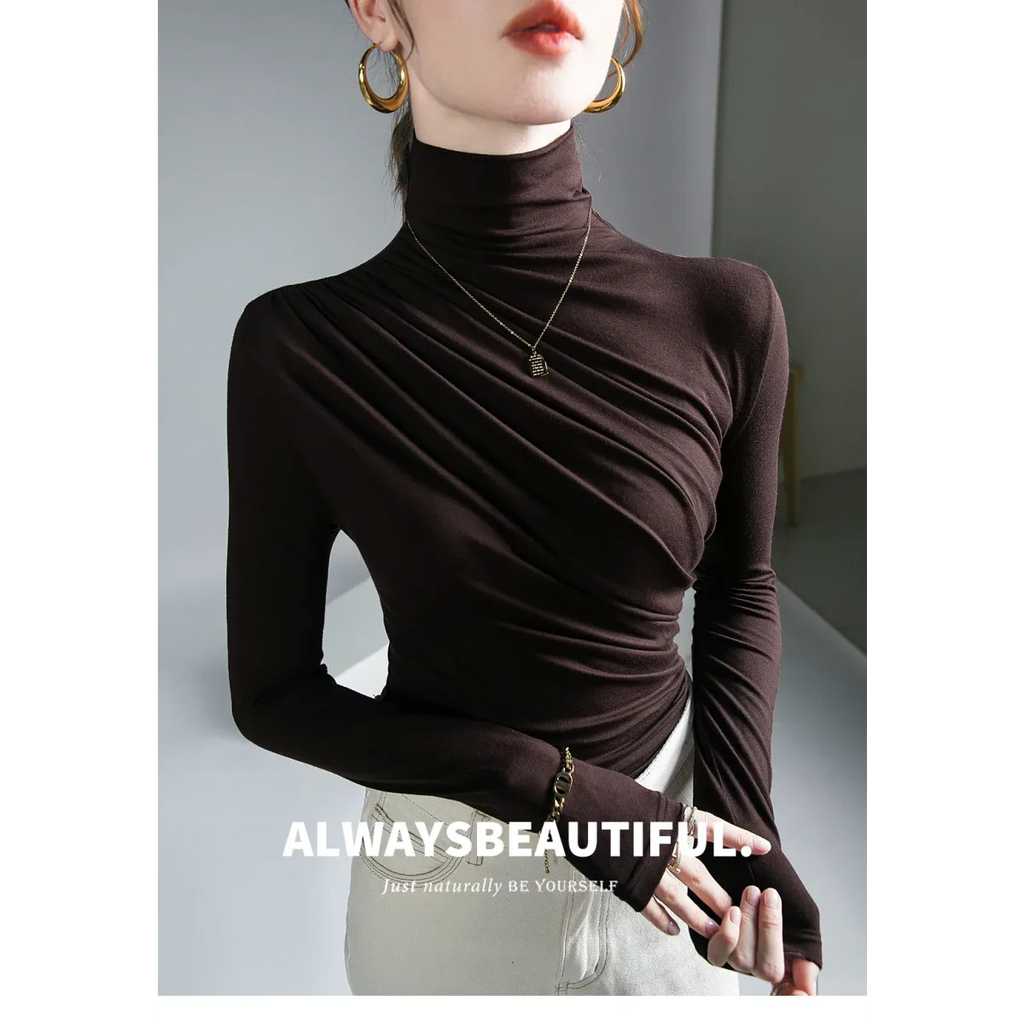 Gothic Pleated Turtleneck Top