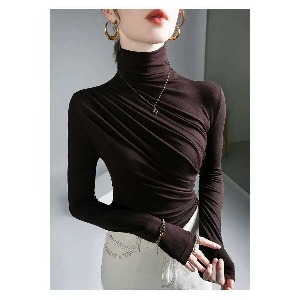 Gothic Pleated Turtleneck Top
