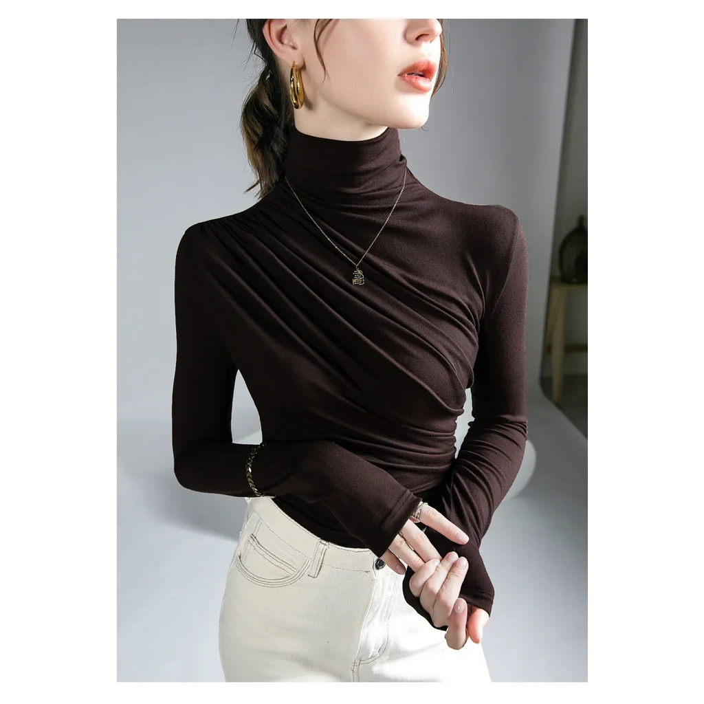 Gothic Pleated Turtleneck Top