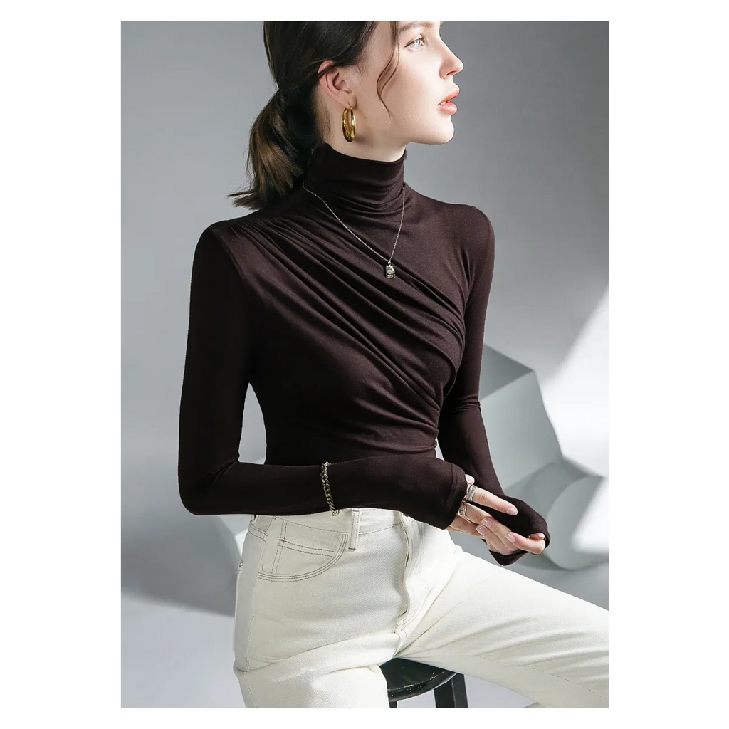 Gothic Pleated Turtleneck Top