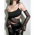 Grunge Cut Out Mesh Crop Top